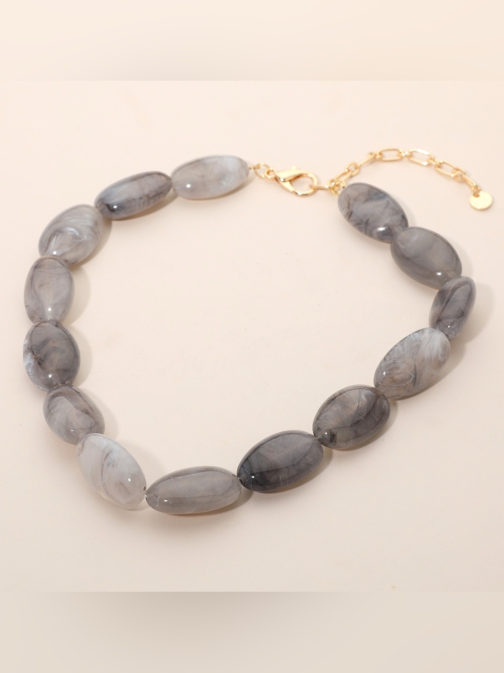 Gray Marbled Beaded Necklace - Women's Jewelry